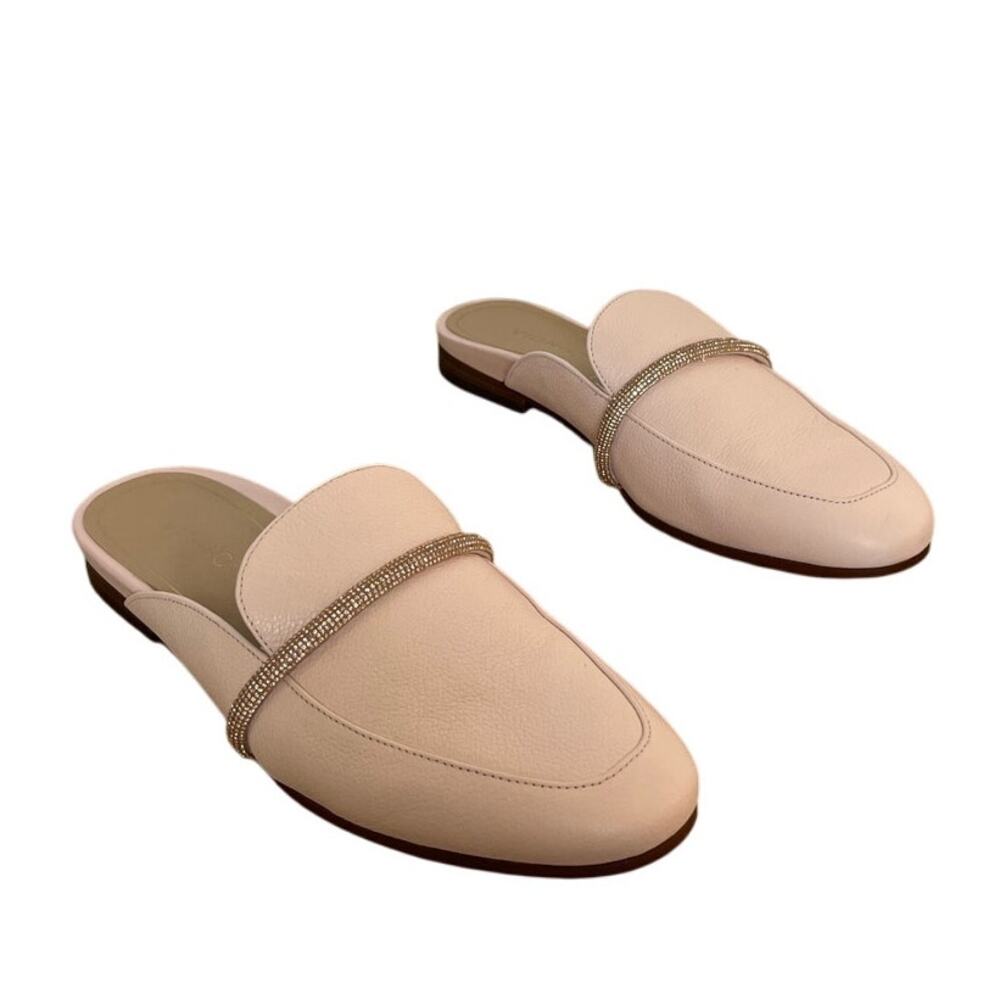 Vionic Womens Seraphina Leather Slip On Mules Size 6.5 Blush Pink Rhinestones